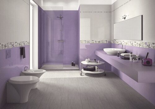 Gạch ốp tường nhà vệ sinh màu tím 