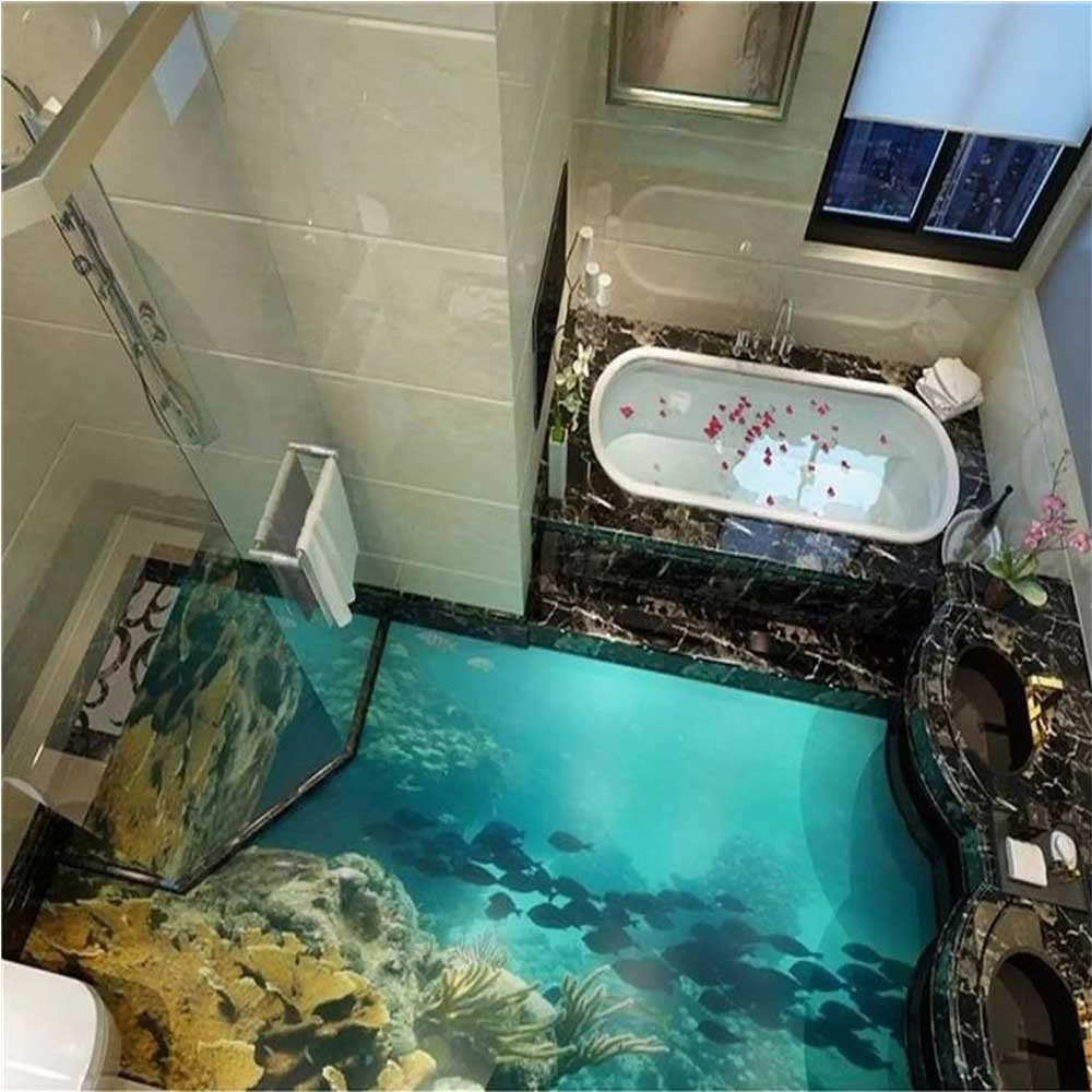 Tạo không gian đại dương ngay trong nhà tắm nhờ họa tiết gạch 3D độc đáo