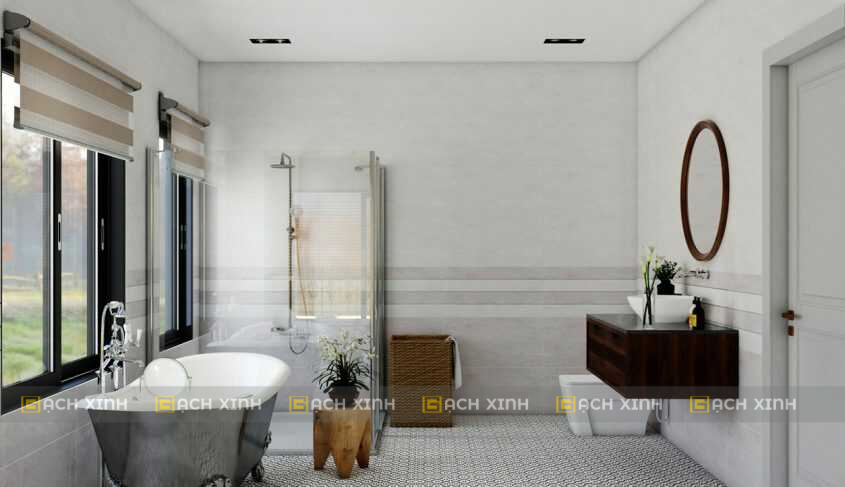 Phòng tắm đơn giản, tinh tế với họa tiết thanh lịch từ gạch ốp tường Đồng Tâm 