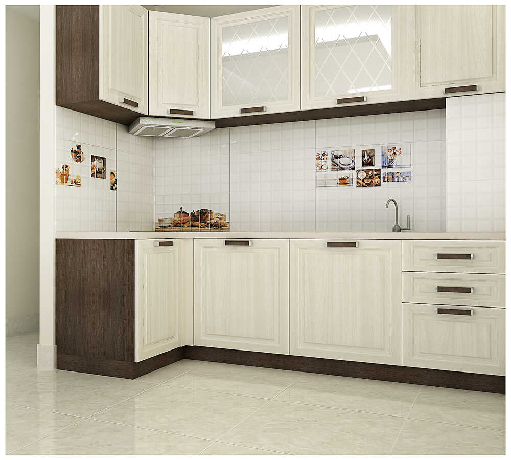 Gạch lát nền Vinagres lát phòng bếp trùng màu với nội thất 